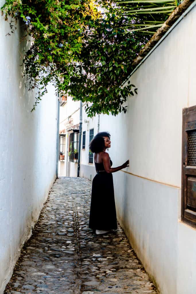 Woman in streets of Albaicin in Granada