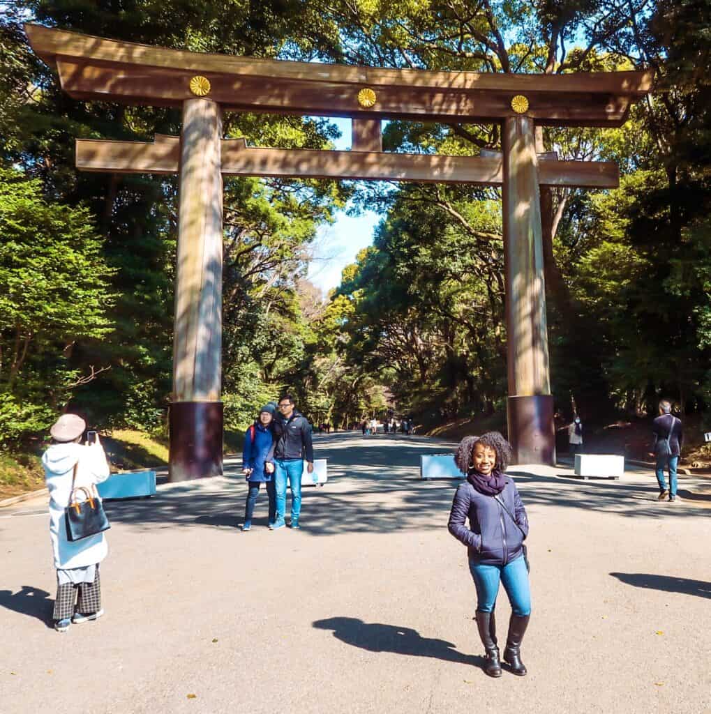 Black woman at Meiji Shrine Gate