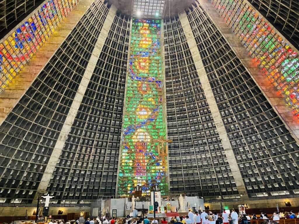 Inside the Metropolitan Cathedral in Rio